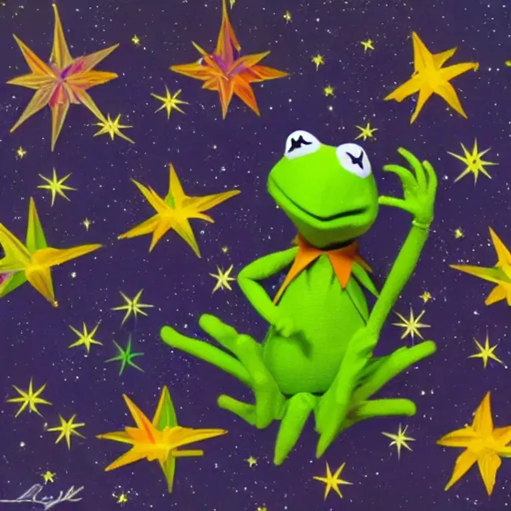 Prompt: Cosmic, outer space, stars, beautiful, Kermit in space, hyper realistic, 3d, real life, highly detailed, professional photography 