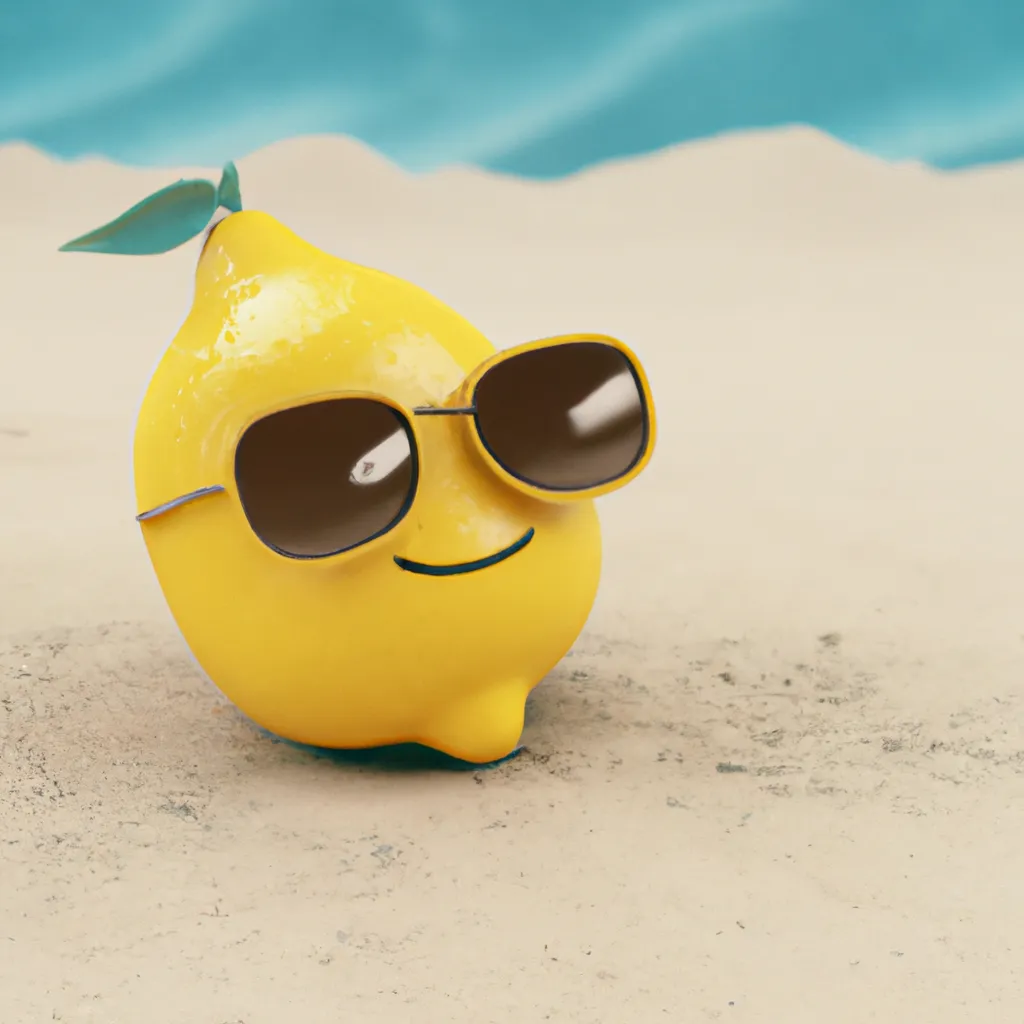 realistic 3d render of lemon with sunglasses laying... | OpenArt