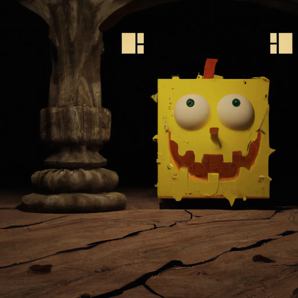 prompthunt: incredibly sad spongebob, 3 d render, melancholic