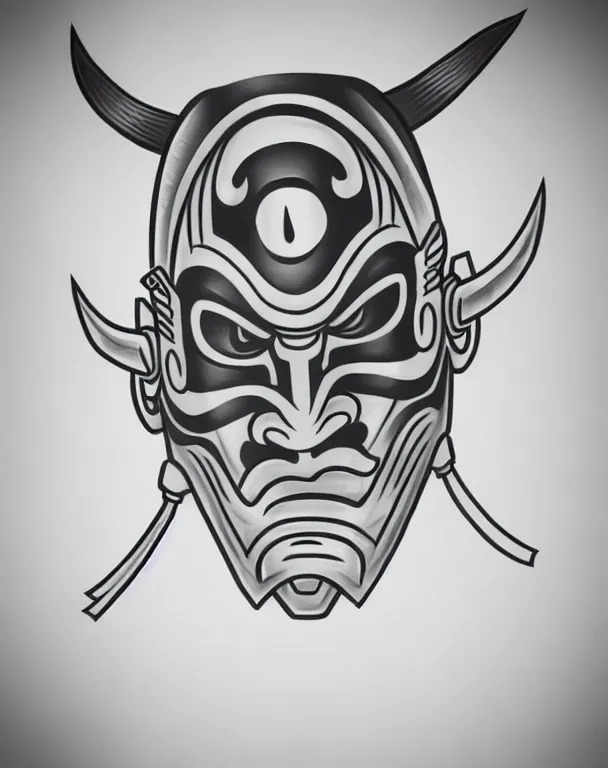 Anime Oni Mask Tattoo Idea - BlackInk AI