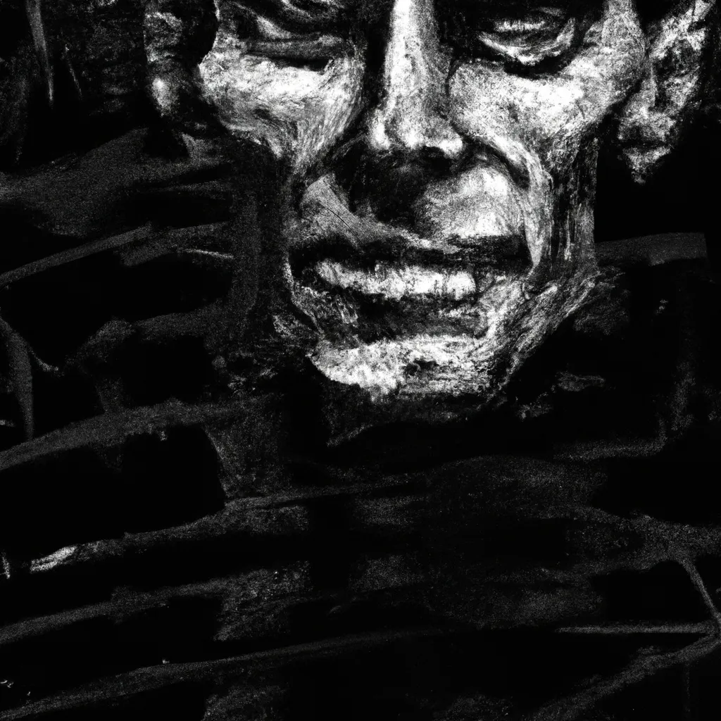 Prompt: Frankenstein negative black and white Speedpaint with large brush strokes by , Junji Ito, Ismail Inceoglu, , Gazelli, M.W. Kaluta, richard anderson, paint splatter, white ink, a masterpiece, 8k resolution, trending on artstation, horror, terrifying, highly detailed and intricate