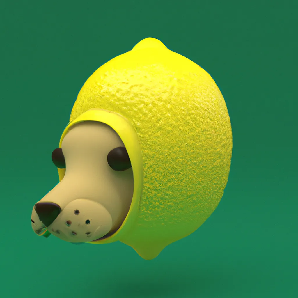 Prompt: A 3D portrait of a dog as a lemon