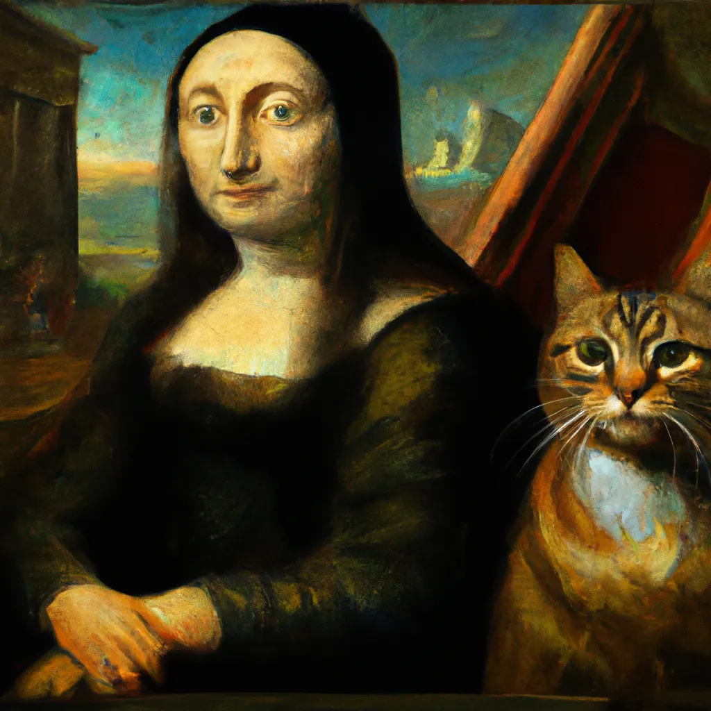 Prompt: mona lisa and cat