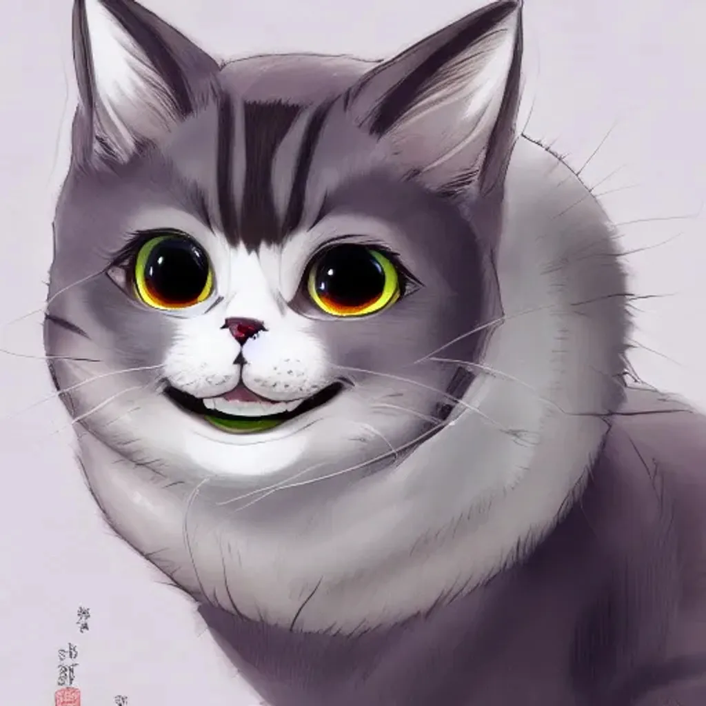 Prompt: portrait of a cat peering with big eyes , anime fantasy, illustration by tomoyuki yamasaki, kyoto studio, madhouse, ufotable, trending on artstation, 