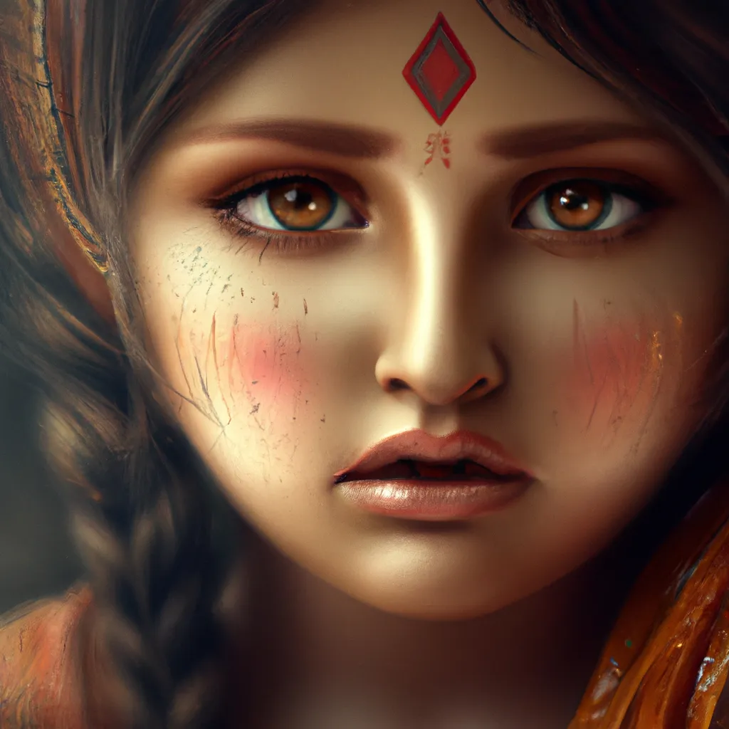 Prompt: Award winning Portrait of a beautiful Indian girl painterly , diffuse lighting, fantasy, intricate, elegant, highly detailed, lifelike, photorealistic, digital painting, artstation, illustration, concept art, smooth, sharp focus, art by Manjeet Bawa, Use soft color palette. super realistic, super detail, luscious, elegant, gorgeous, Unreal Engine, octane render, 8K, VRAY super realistic 3D, closeup