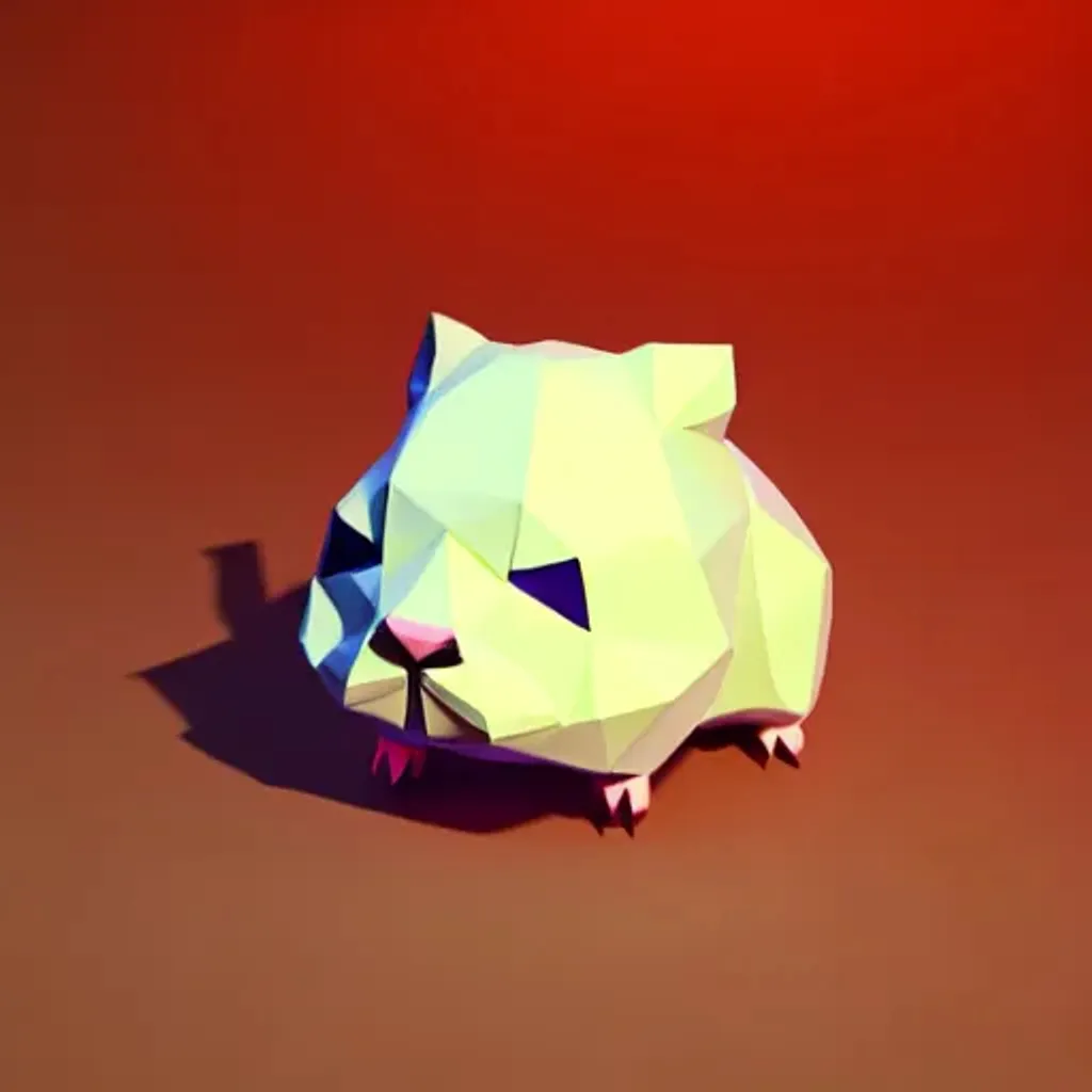 Prompt: kawaii low poly hamster character, 3d isometric render, white background, ambient occlusion, unity engine, square image