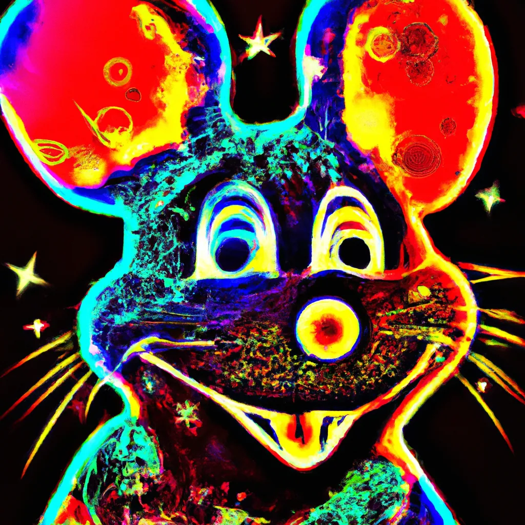 Prompt: Psychedelic Mickey Mouse portait