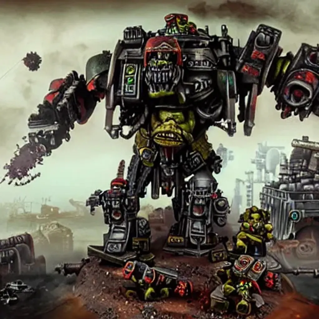 40k Orks Foggy Landscape Industrial Combat Ar Openart