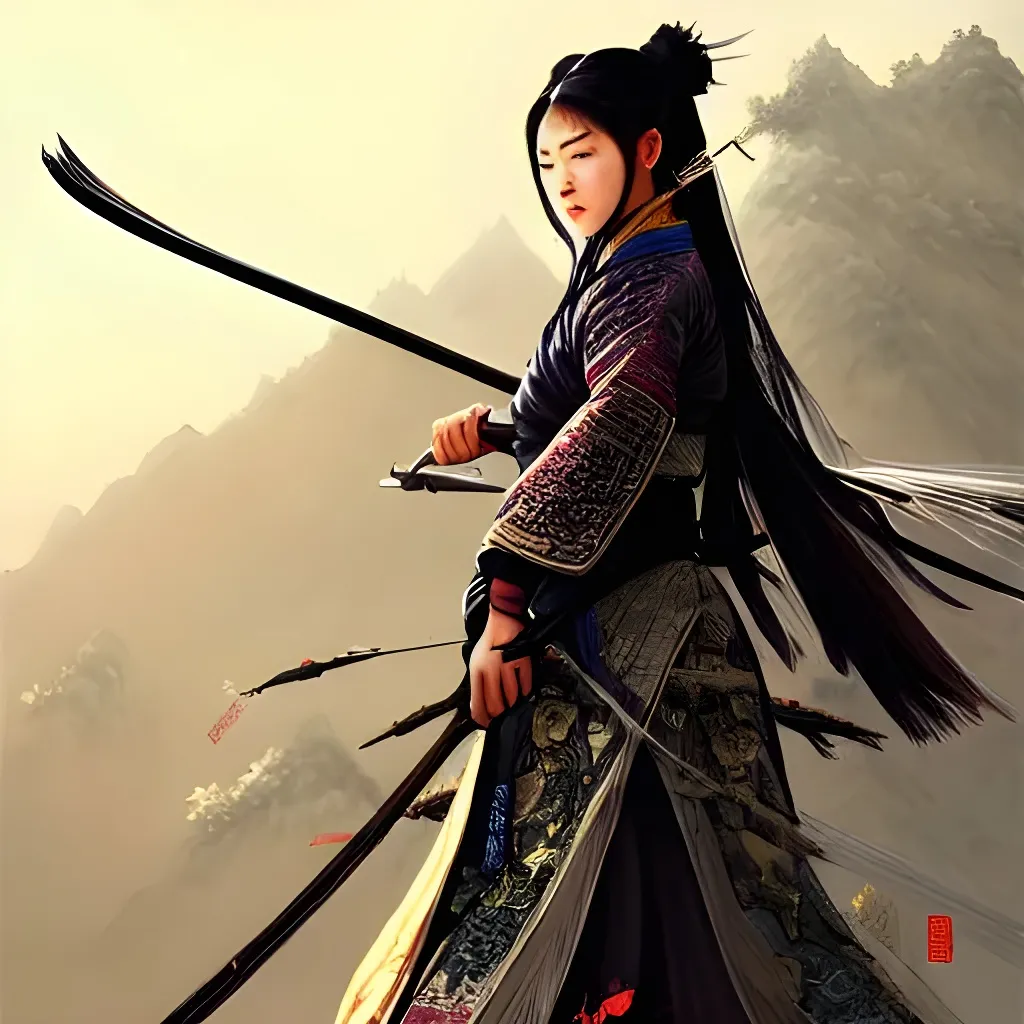 An epic fantasy wuxia illustration portrait of a bea... | OpenArt