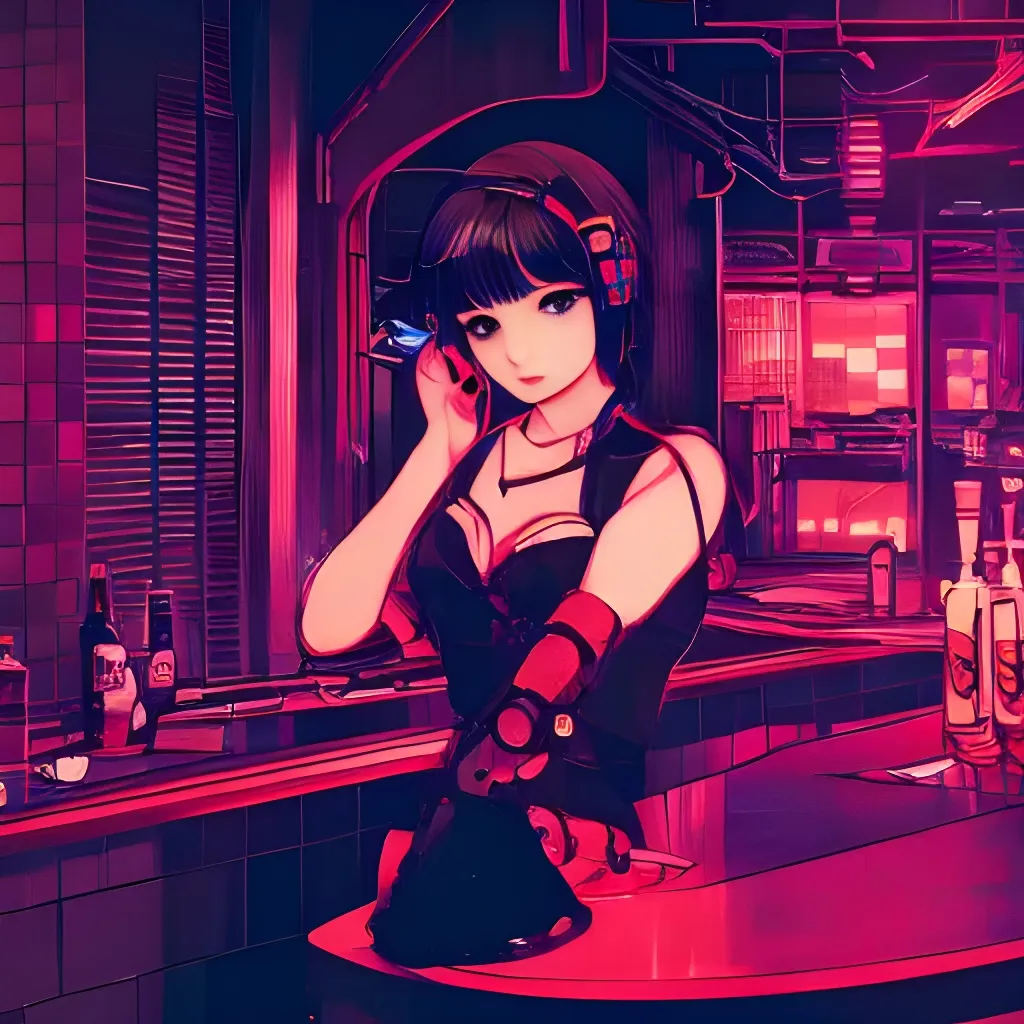 Anime bartender serving a glass of wine on Craiyon
