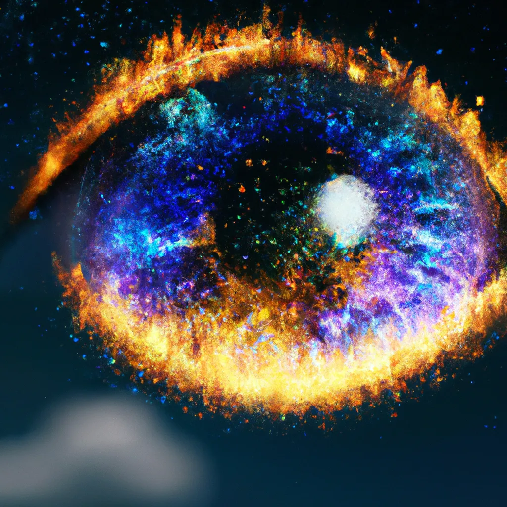 Prompt: (photorealistic human eye) iris made of gold and neon blue galaxies, stars, nebula, in the style of futurism, futurism eye art, splash art, rich deep colors, professional composition, award-winning matte painting, 32k poster art, HSV, shot on a Nikon Z9, bokeh effect, magical lighting