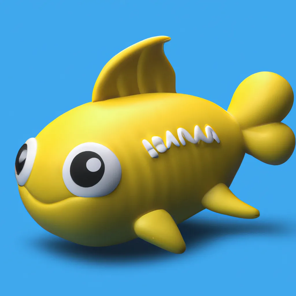 Prompt: 3D Render of Banana Fish by sanrio