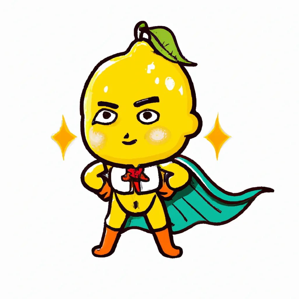 japanese hero lemon, vector mascot illustration, iso