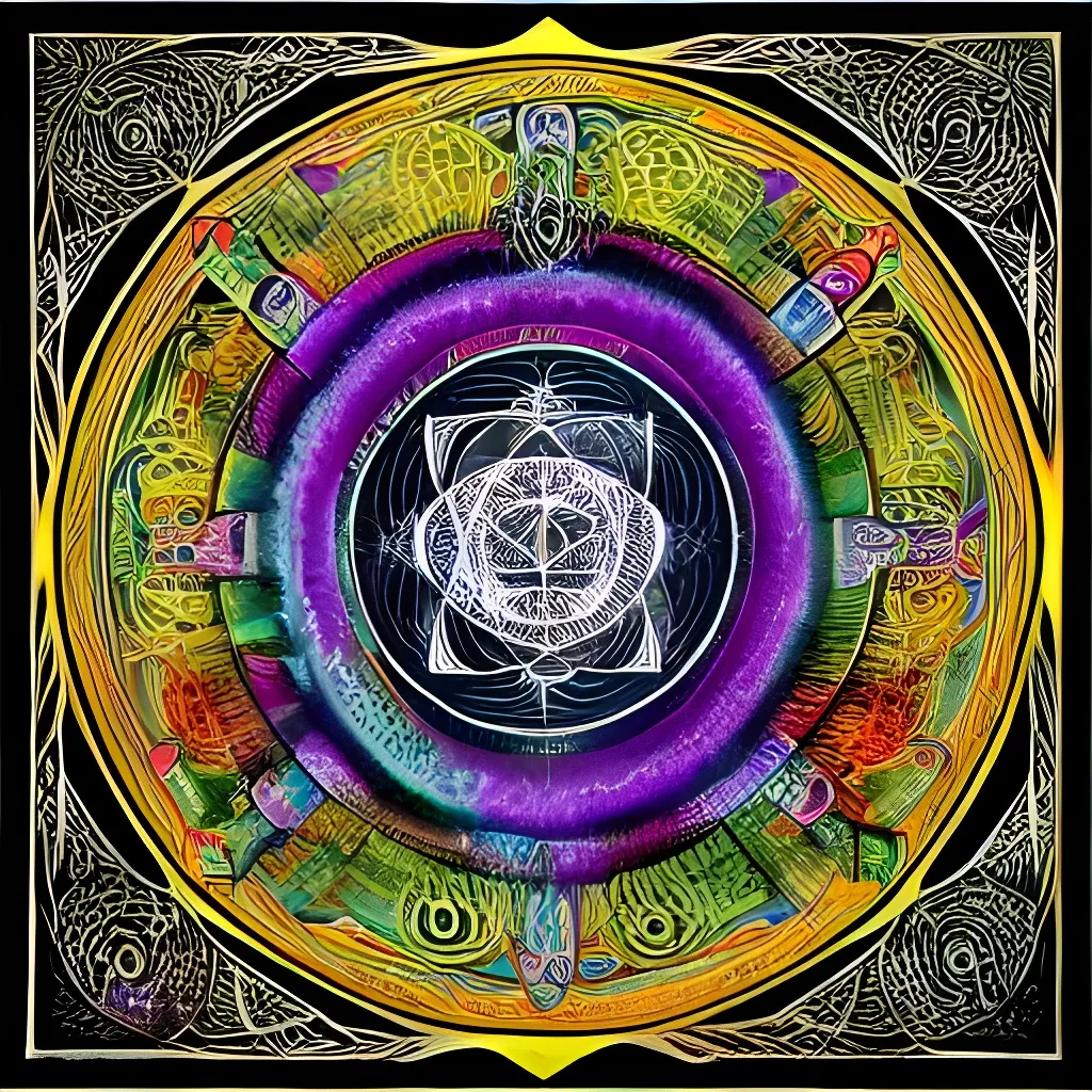 Prompt: detailed Yantra, depicting the cosmology of life and death. ultra high definition mystical viking art