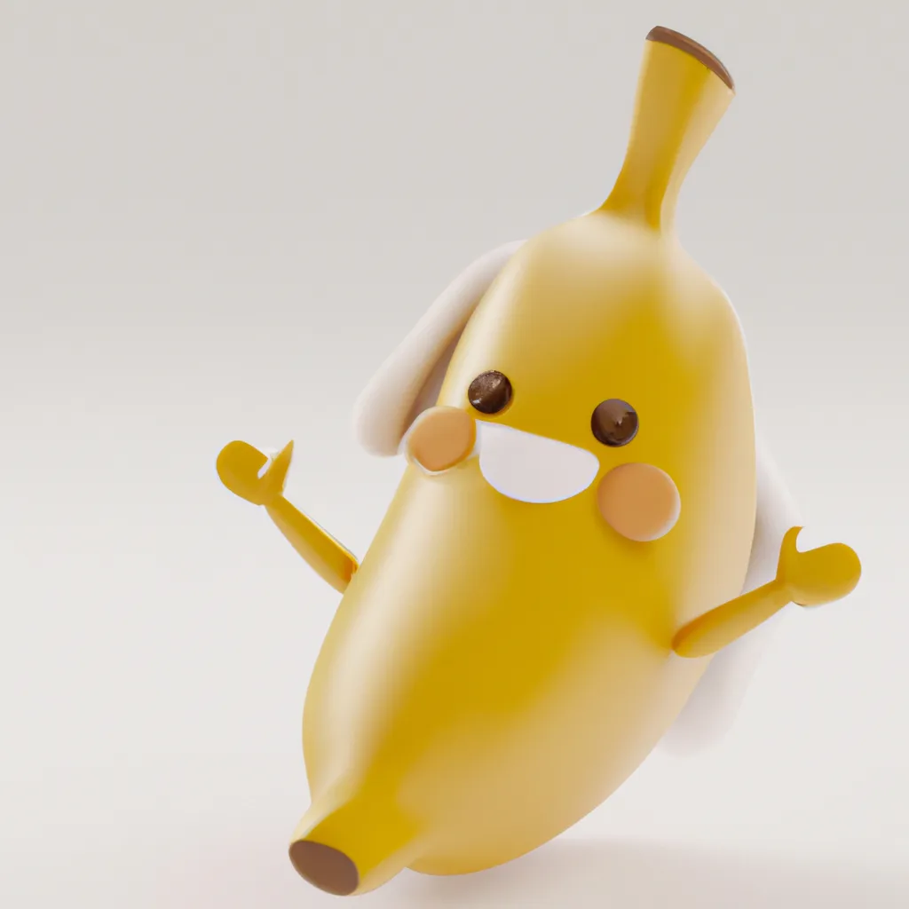 Prompt: A happy chibi banana,3D rendering, highly detailed and high quality, coherent 