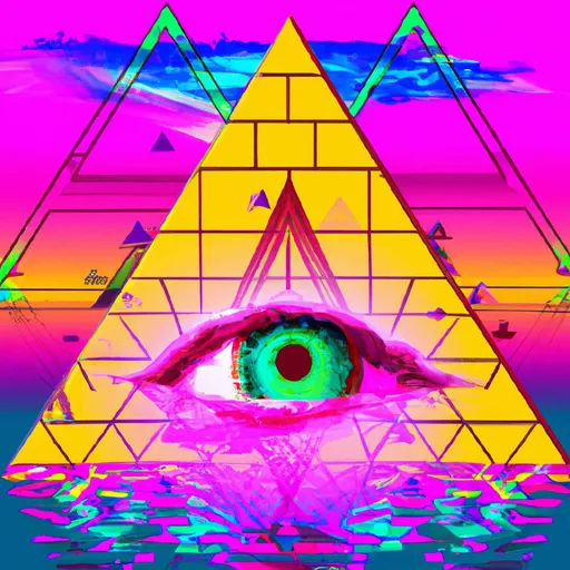 Prompt:  detailed vaporwave asthetic Illuminati pyramid eye highly detailed, sunset acid trip aquatic