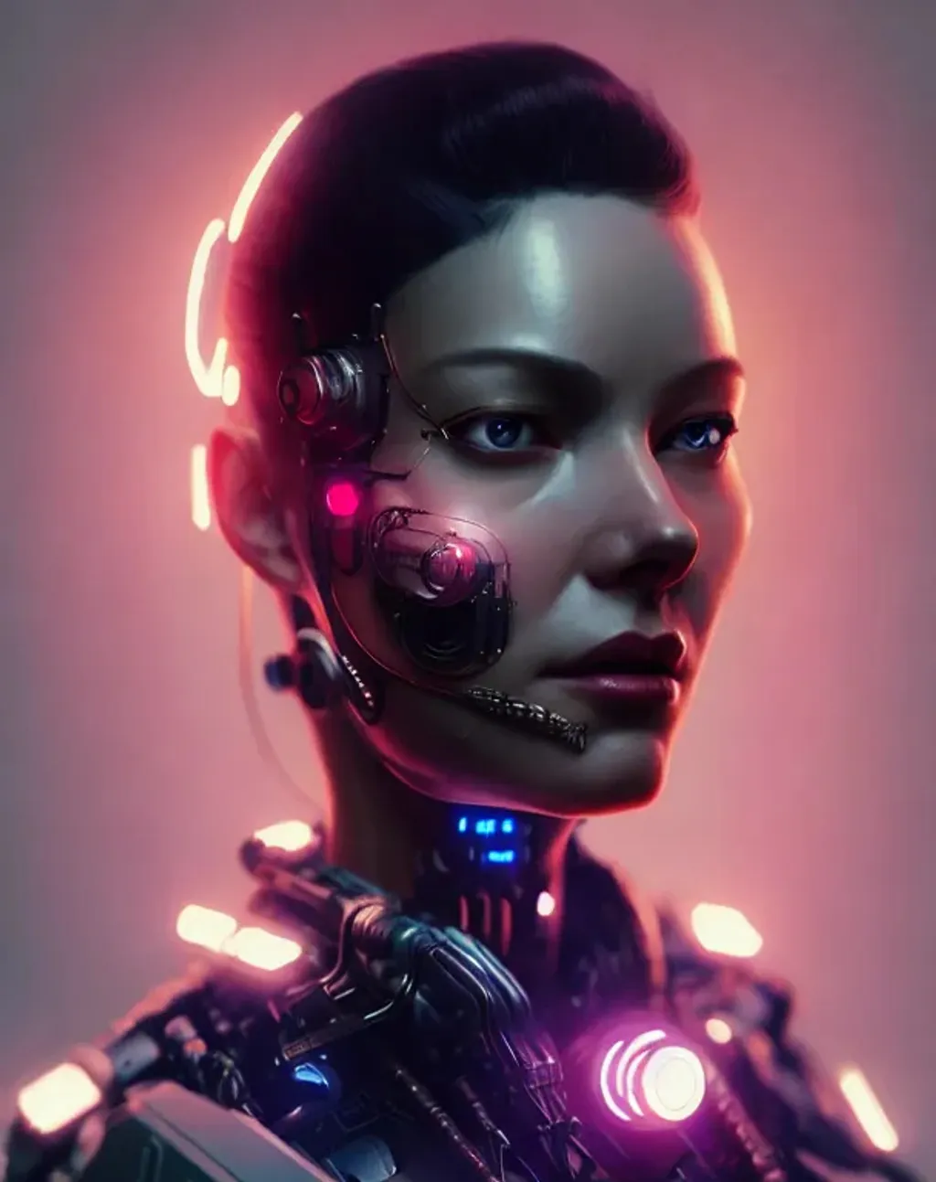 Prompt: photo realistic professional portrait of a female cyborg, intricate Three-point lighting portrait, by Ching Yeh and Greg Rutkowski, detailed cyberpunk in the style of GitS 199trending on artstation,