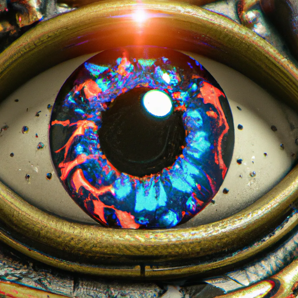 Prompt: Hyperrealistic Demon eye face as a  cyborg, anthropomorphic, close-up, digital art, 3D, blender and unreal engine 5 rendered, Rays of Shimmering Light, Cinematic Lighting, Ray Tracing Reflections, insanely detailed, trending in artstation, Cinematic, Colorful, ornate