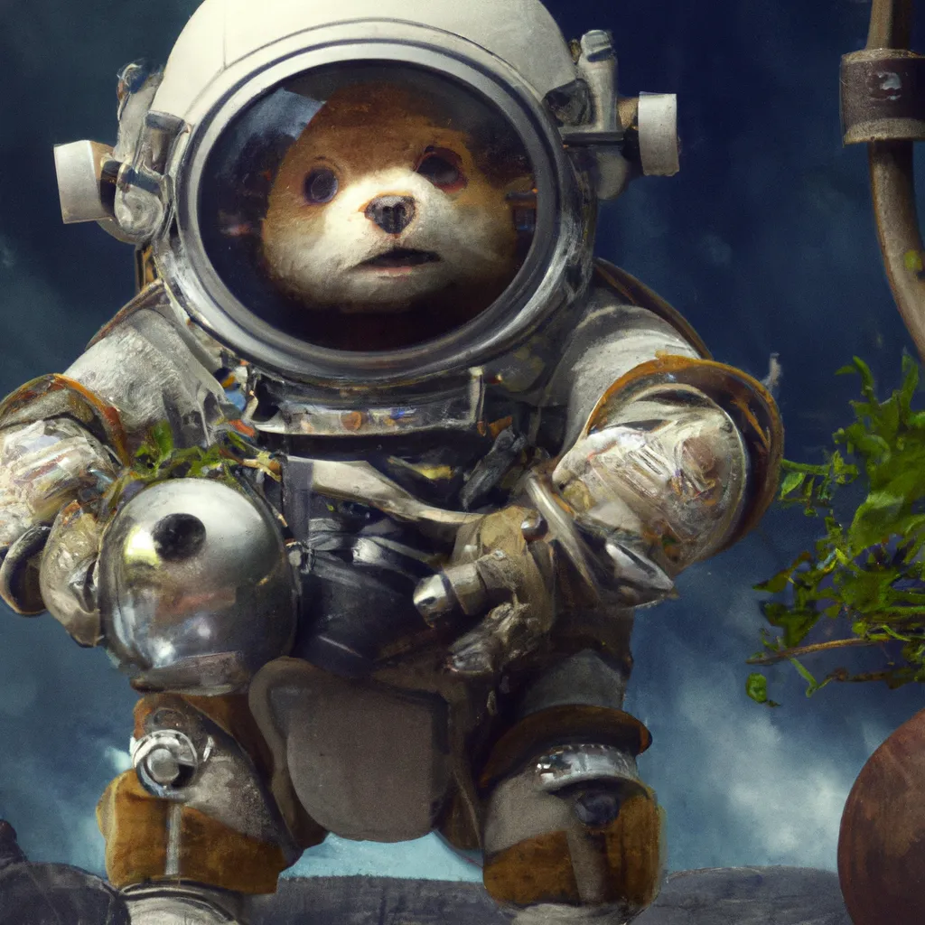 Prompt: Ultra high Quality photo |A cute little furry astronaut  is serving Dali and Escher and Klarwein posing as cute furry monster beasts | video game  character | astropunk  | made out of flora fauna | fine details and expressions | Jumanji  movie | ultra high resolution octane  | midjourney | subject centered | photo realistic | adjusted aspect ratio | upscale | by Artgerm Artstation 