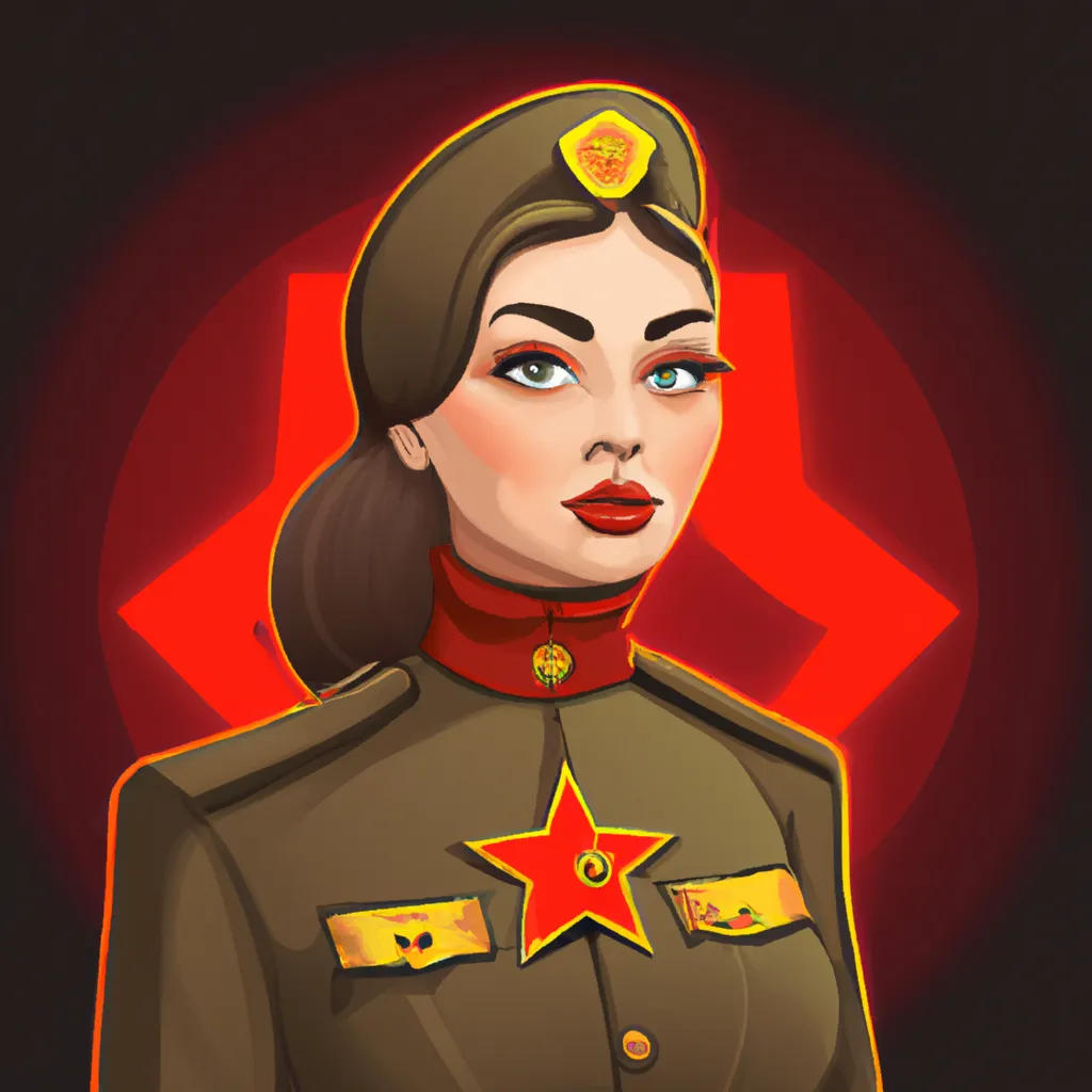 Prompt: woman by samdoesart, soviet red army uniform, imposing, propaganda style, space background