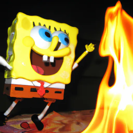 Prompt: SpongeBob committing arson