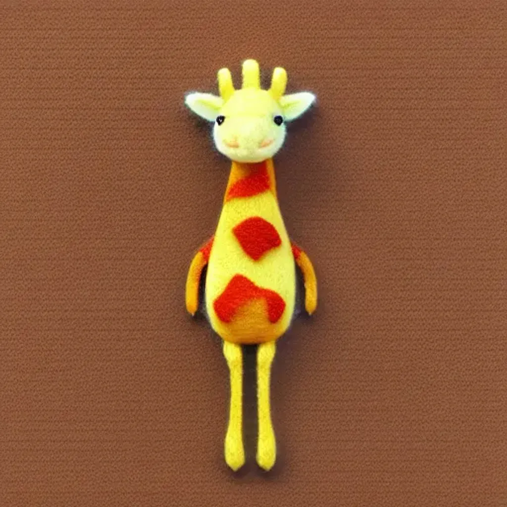 Prompt: tiny cute 3D felt fiber {giraffe}, made from Felt fibers, a 3D render, trending on cgsociety, rendered in maya, rendered in cinema4d, made of yarn, square image