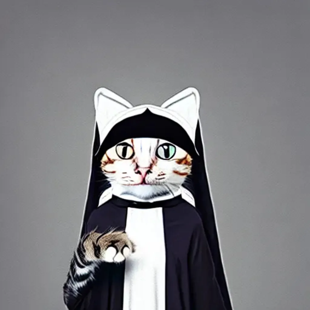 Prompt: a cat wearing a nun habit