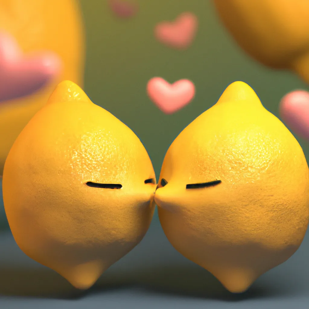 Prompt: Lemons in love, close-up, very cute, emoji, multicolored, Unreal Engine 3D render, trending on ArtStation, realistic materials