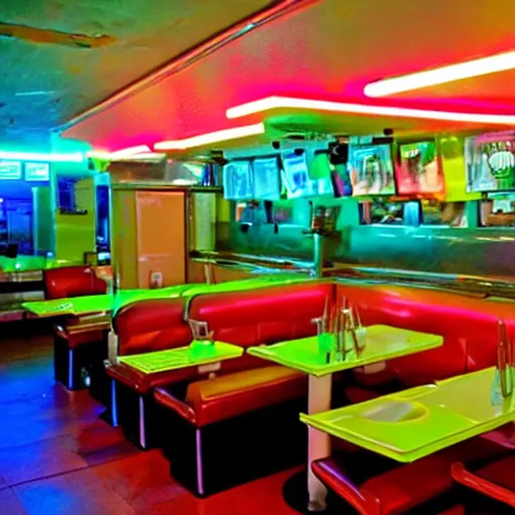 Prompt: Neon Miami Late Night Diner