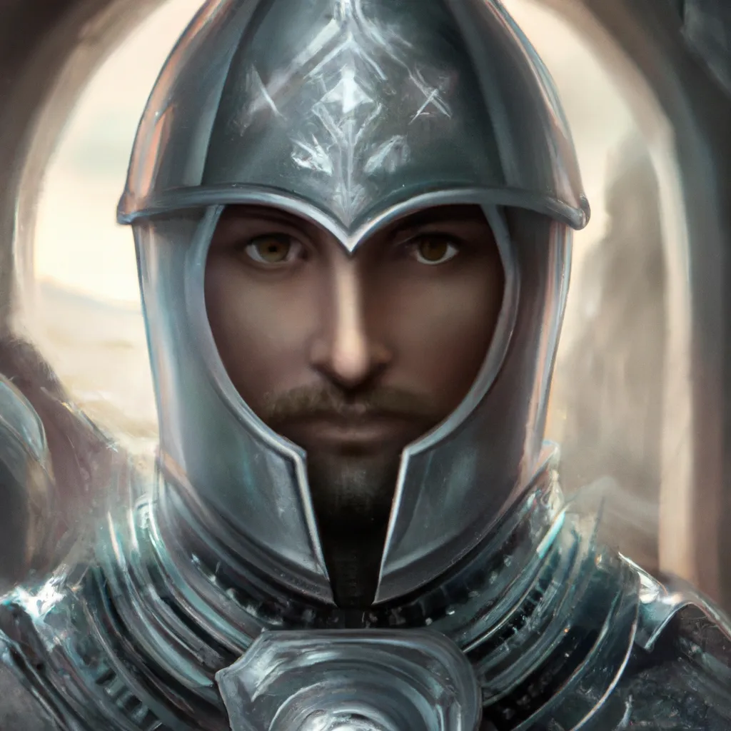 Prompt: a portrait of an attractive young male, ornate metallic helmet, clothed in battle armor, dark hair, beautiful bone structure, symmetrical facial features, intricate, elegant, highly detailed, digital painting, trending on Artstation, concept art, smooth, sharp focus, illustration, in the style of Greg Rutkowski