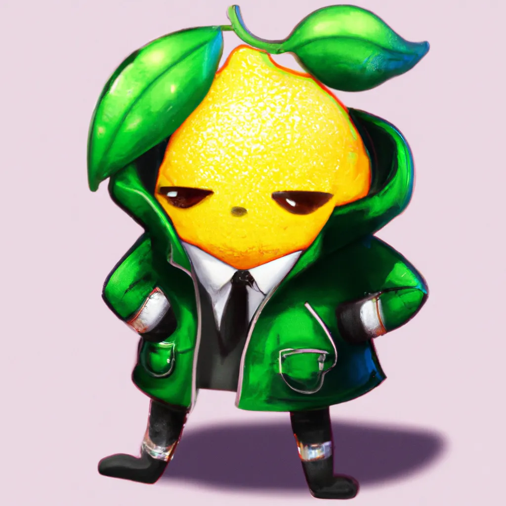 Prompt: an anthropomorphic lemon wearing a jacket, sticker illustration, highly detailed, trending on pixiv, trending on artstation