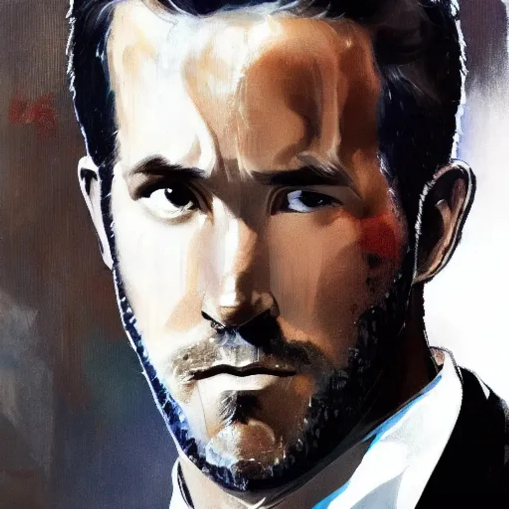 Prompt: greg manchess portrait of Ryan Reynolds as John Constantine, epic grimdark, fantasy, medium shot, asymmetrical, profile picture, organic painting, sunny day, matte painting, bold shapes, hard edges, street art, trending on artstation, by huang guangjian and gil elvgren and sachin teng