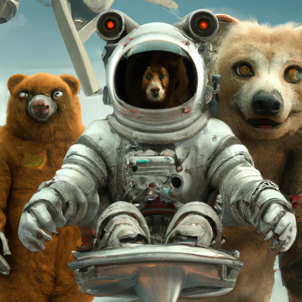 Prompt: Ultra high Quality photo |A cute little furry astronaut  is serving Dali and Escher and Klarwein posing as cute furry monster beasts | video game  character | astropunk  | made out of flora fauna | fine details and expressions | Jumanji  movie | ultra high resolution octane  | midjourney | subject centered | photo realistic | adjusted aspect ratio | upscale | by Artgerm Artstation 