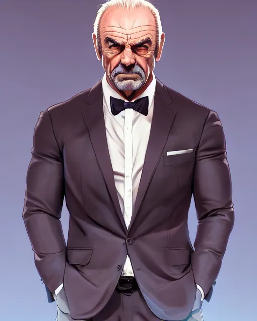 portrait of a {bodybuilder sean connery in a suit},... OpenArt
