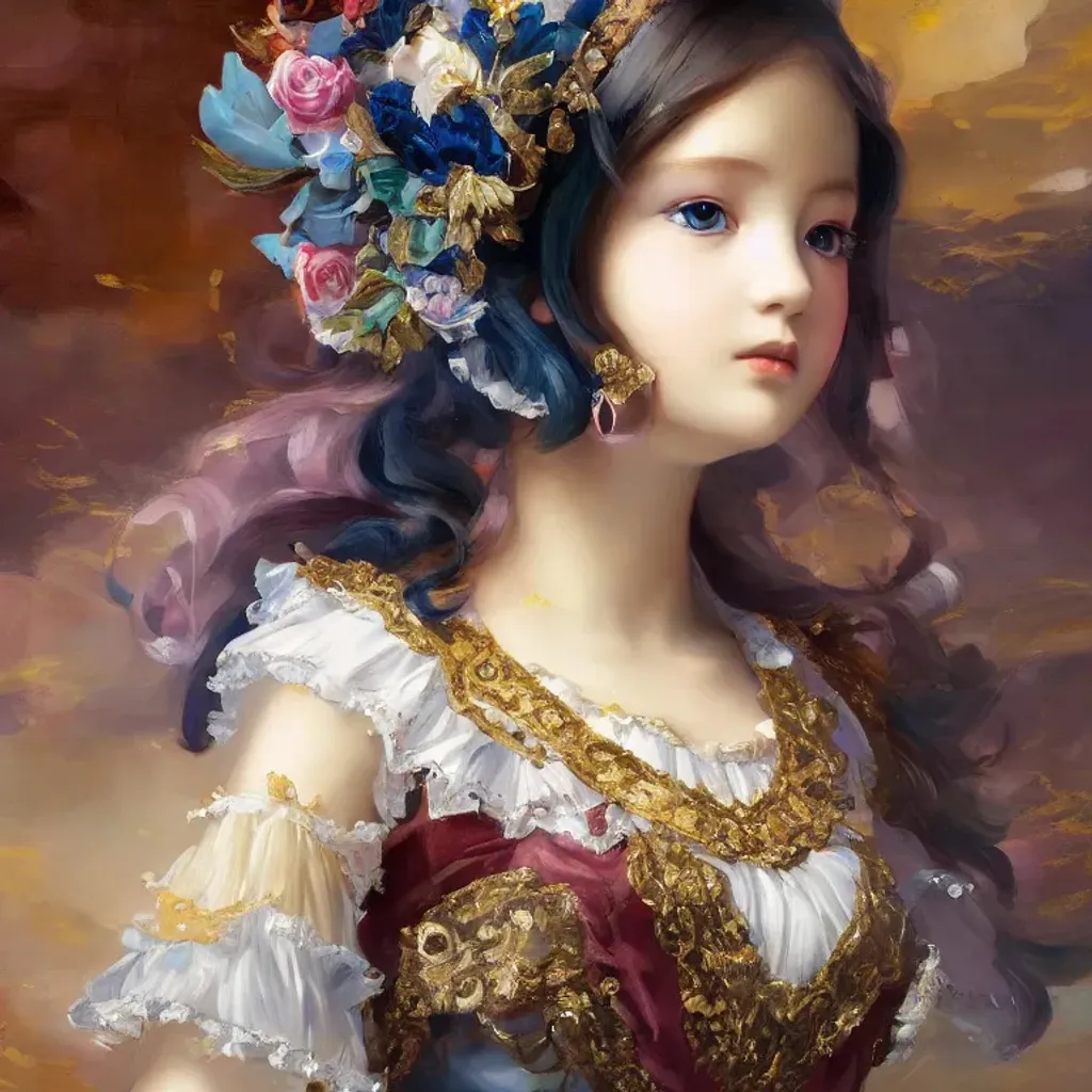 a young girl, ((baroque oil painting)), (((anime cha... | OpenArt