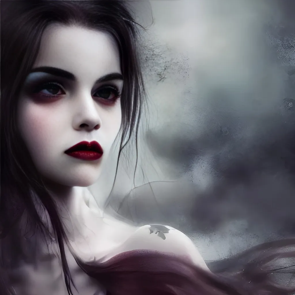 Prompt: vampire girl photorealistic, beautiful art, epic, cinematic shot, cinematic, dim lighting, elegant, 