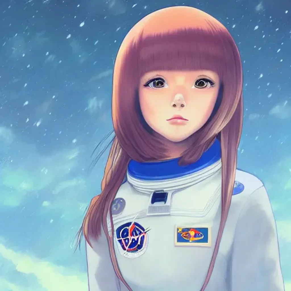 Prompt: Astronaut anime girl portrait, by Kuvshinov Ilya, Drawing Dalia