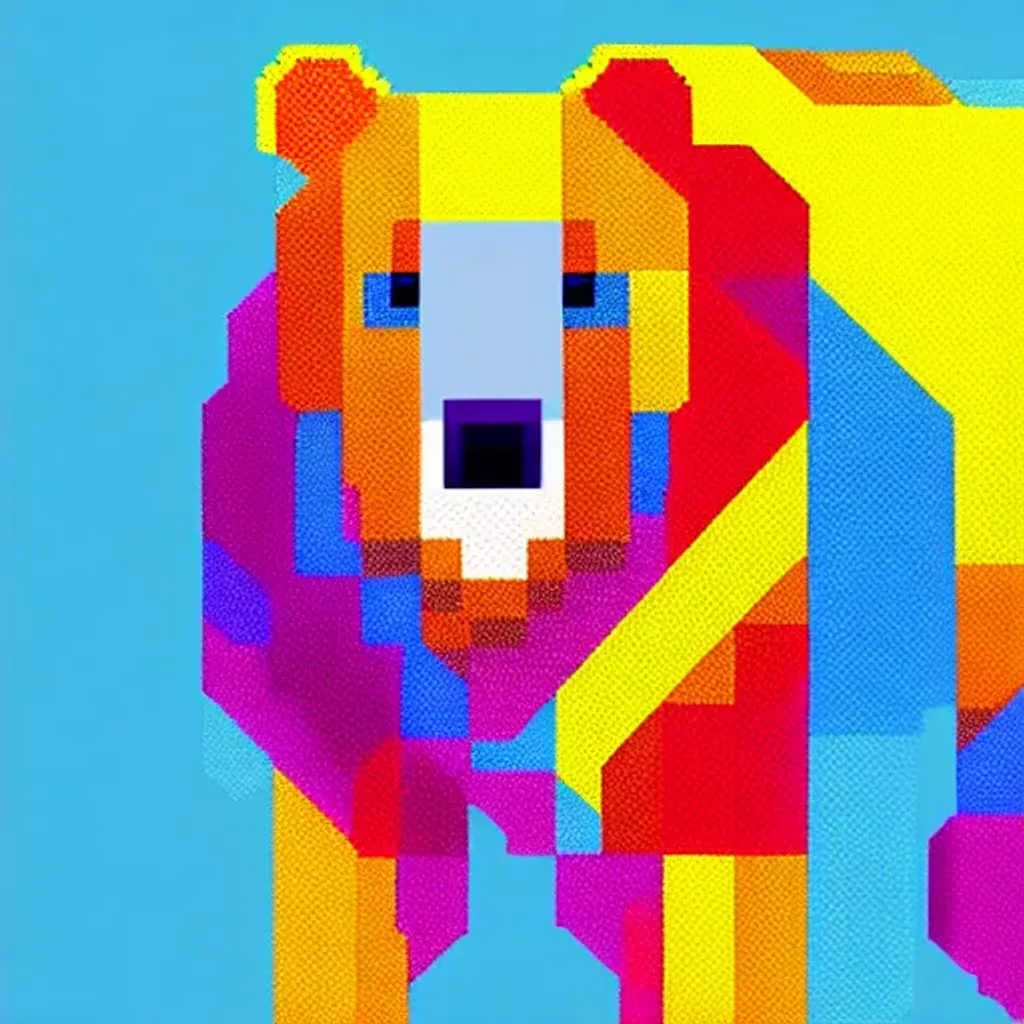 Prompt: bear, pixel art illustration, bright colors, clean lines by Matej Jan