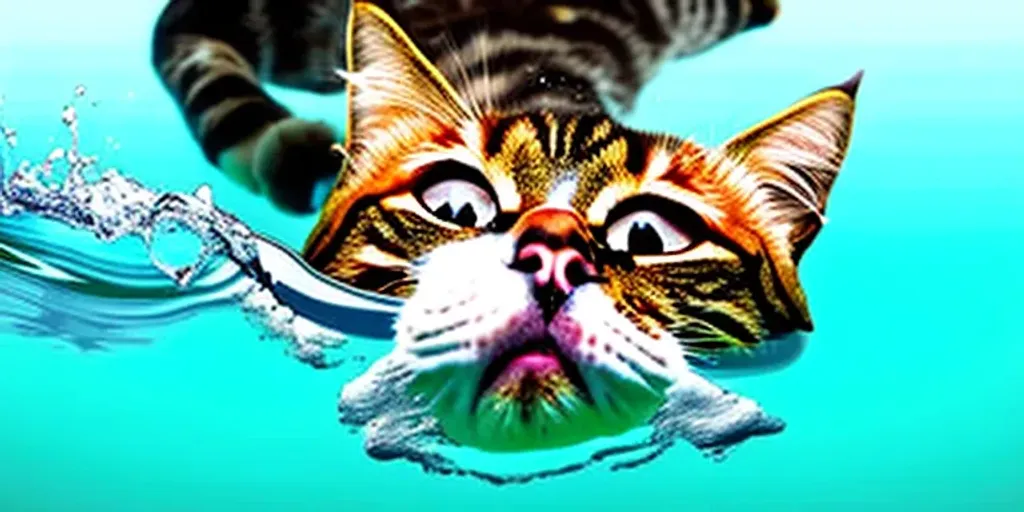 cat swim in cola | OpenArt