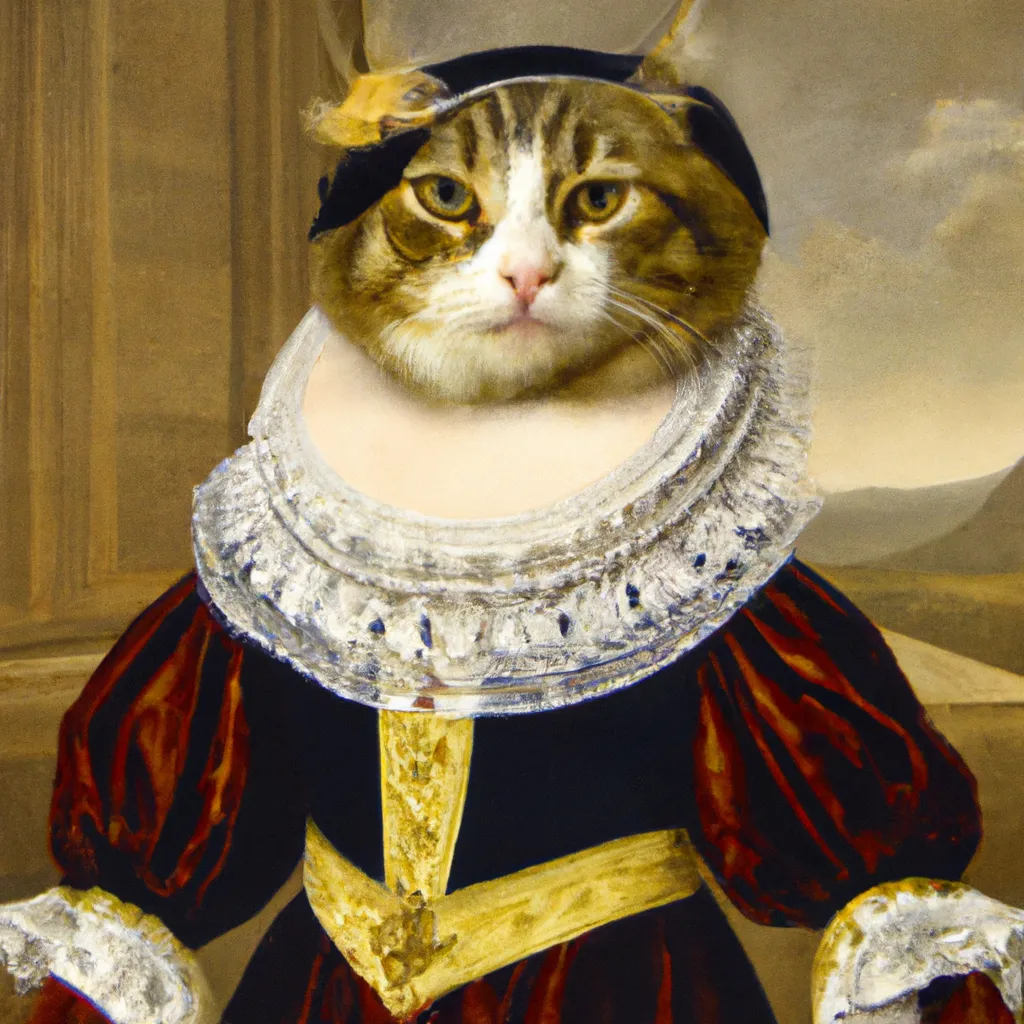 Prompt: Cat in Baroque Finery, by Leonardo da Vinci