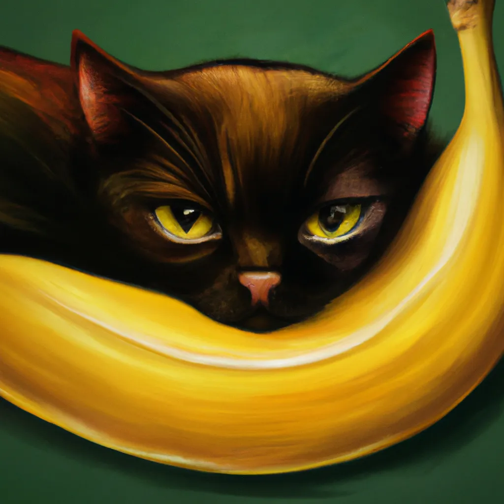 Prompt: A photorealistic award-winning digital art of a banana with cat face posing in fantasy detailed art style, 4k