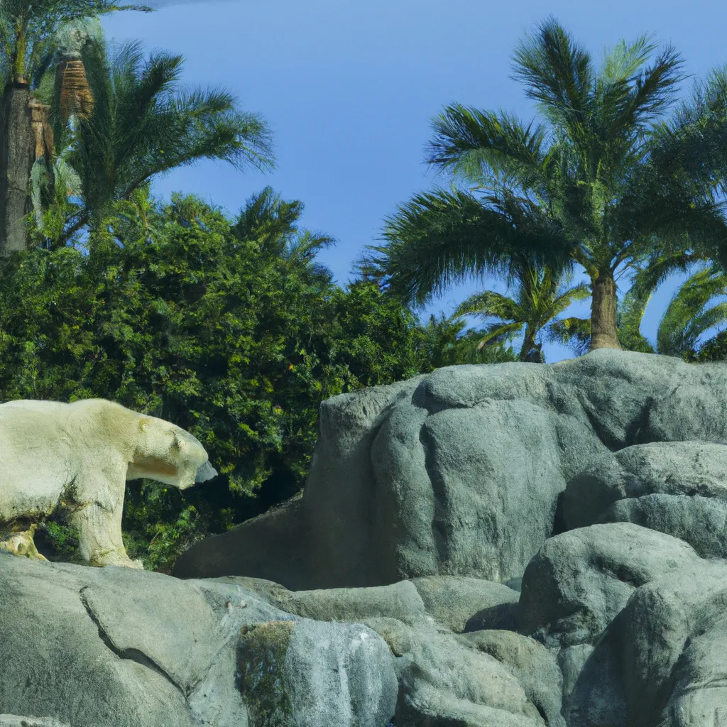 Prompt: a polar bear on a tropical island in the Indian Ocean