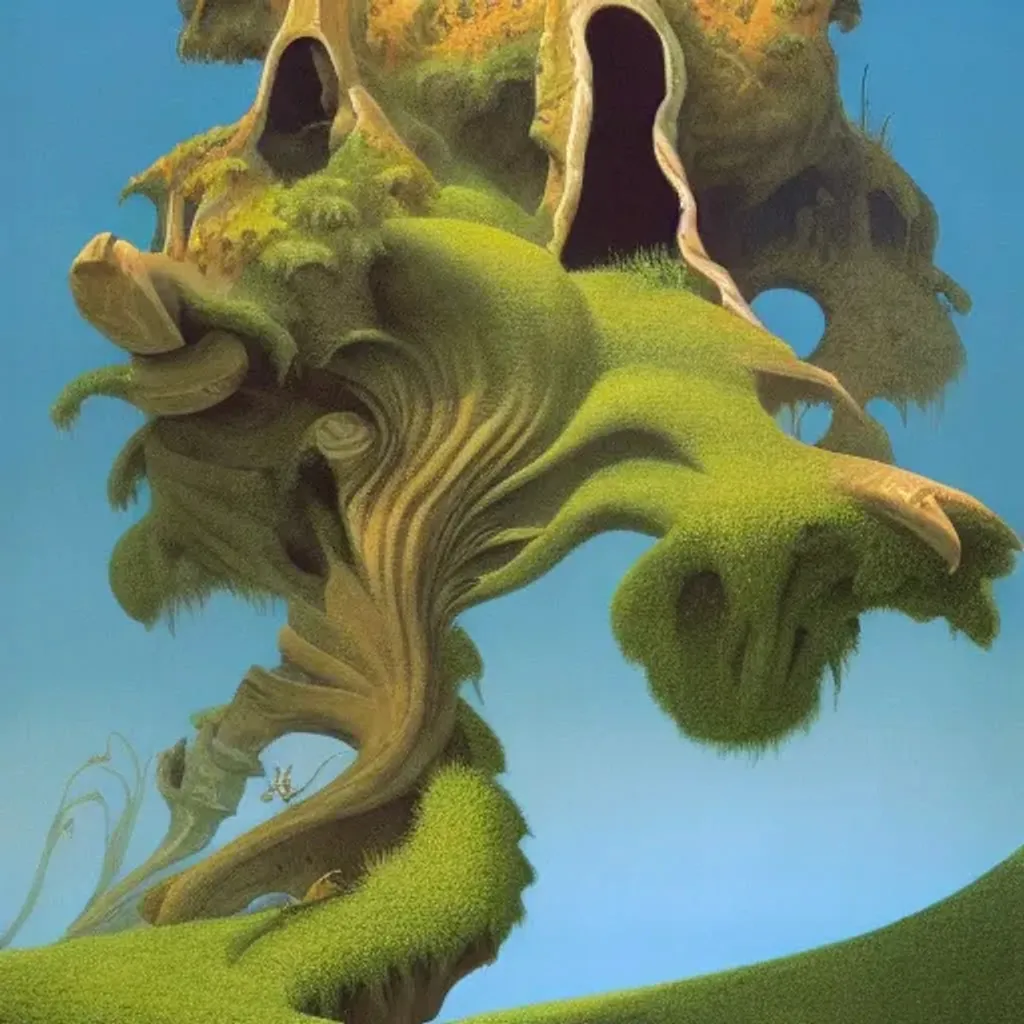 Prompt: A ceasing legend. Roger Dean.