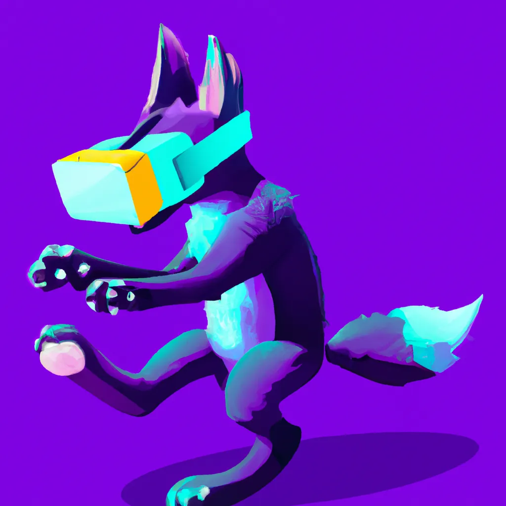 Prompt: Purple humanoid bipedal fox character playing a game in virtual reality, trending on artstation