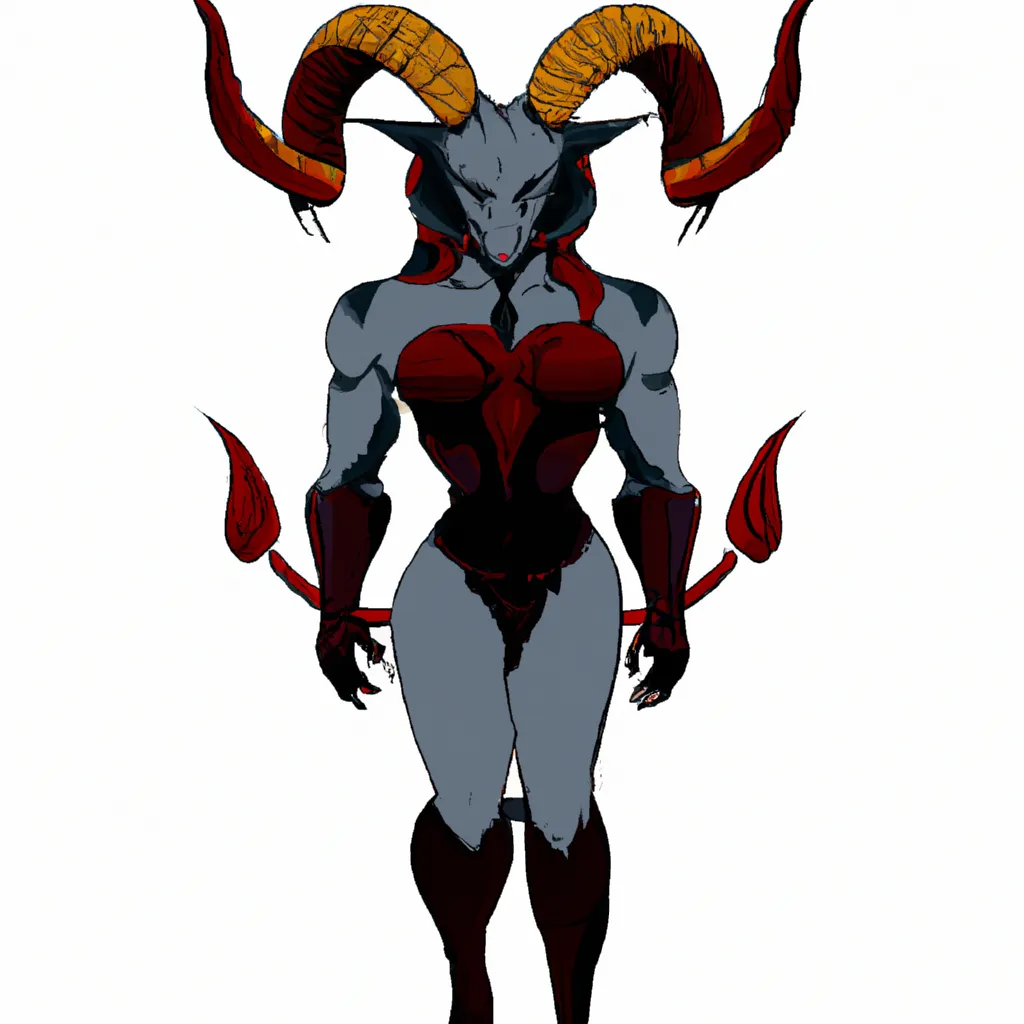 Prompt:  Large creature, Anthropomorphic baphomet goatlike demon beast, strong muscular female, brutal