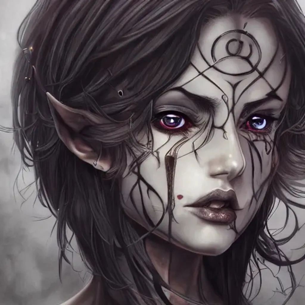 Prompt: girl, anime character, symmetrical,  detailed face, digital painting, tanned skin, short curly hair, succubus demon,  intricate,  highly detailed,  concept art, sharp focus, illustration