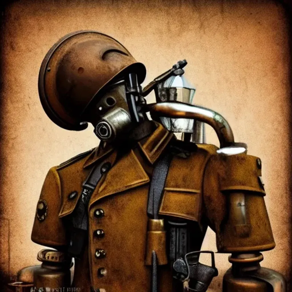 Prompt: Retro, cold war, Steam Punk, Rusty, Soldier