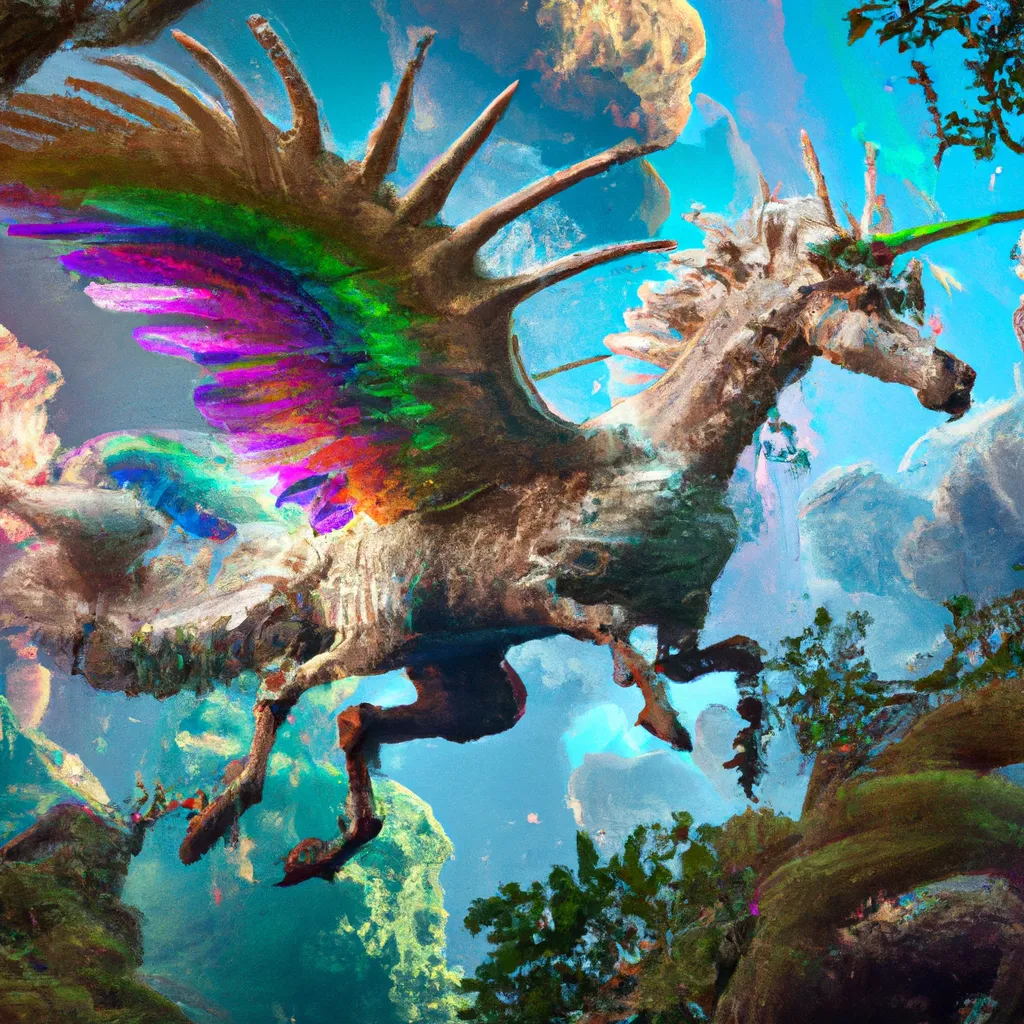 Prompt: Hyperrealistic portrait of a Dragon Unicorn hybrid creature flying at the galactic forest, fantasy, digital art, 3d, blender, cinema 4d, trending in artstation, Cinematic, Colorful, ornate, hyper realistic, Hyperdetailed, by Greg Rutkowski Beeple WLOP artgerm