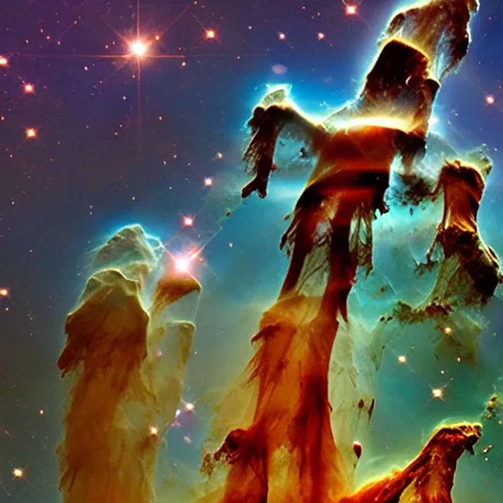 Prompt: Hubble photo of the pillars of creation