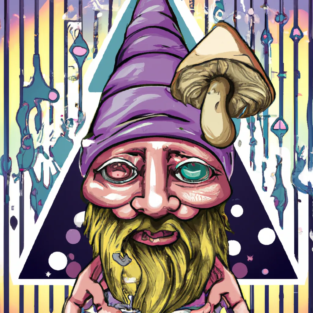 Prompt: third eye mushroom character knome alchemy occult illustration acid trip realistic